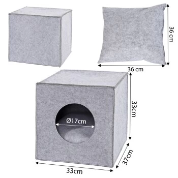 Lionto Katzenhöhle Aus Filz + Kissen - Regalhöhle Hellgrau 7 Lionto Katzenhöhle Aus Filz + Kissen - Regalhöhle Hellgrau – Bild 7