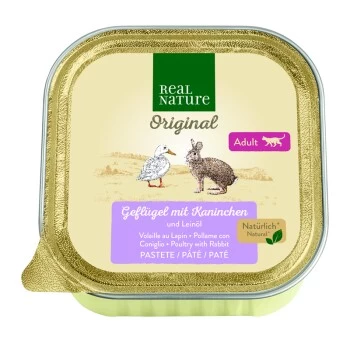 REAL NATURE Adult 16x100g Geflügel Mit Kaninchen Und Leinöl, Paté 1 REAL NATURE Adult 16x100g Geflügel Mit Kaninchen Und Leinöl, Paté