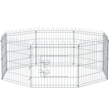 FEANDREA Welpenauslauf Faltbar Silber 1 FEANDREA Welpenauslauf Faltbar Silber