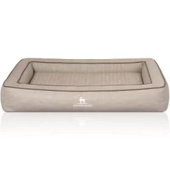 Knuffelwuff Orthopädisches Hundebett Aus Laser Gestepptem Kunstleder Montego Grau M-L