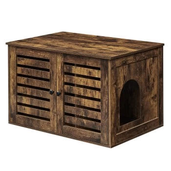 FEANDREA Katzenklo Mit Tür Vintagebraun 1 FEANDREA Katzenklo Mit Tür Vintagebraun