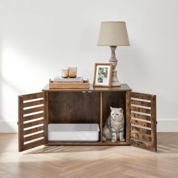 FEANDREA Katzenklo Mit Tür Vintagebraun 3 FEANDREA Katzenklo Mit Tür Vintagebraun – Bild 3