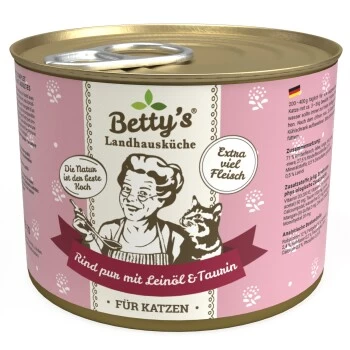 Betty's Landhausküche Rind Pur Mit Leinöl 6 X 200g Für Katze 1 Betty's Landhausküche Rind Pur Mit Leinöl 6 X 200g Für Katze