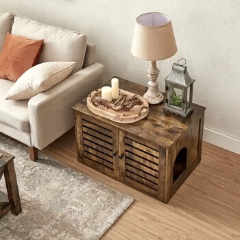 FEANDREA Katzenklo Mit Tür Vintagebraun 9 FEANDREA Katzenklo Mit Tür Vintagebraun – Bild 9