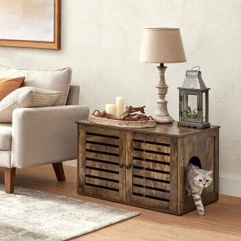 FEANDREA Katzenklo Mit Tür Vintagebraun 2 FEANDREA Katzenklo Mit Tür Vintagebraun – Bild 2