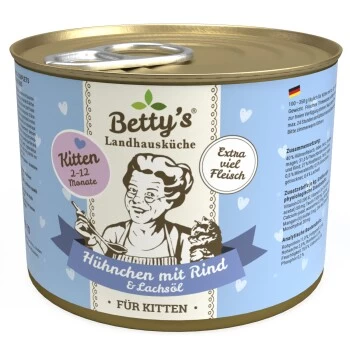 Betty's Landhausküche Kitten Huhn & Rind 6 X 200g Für Katze 1 Betty's Landhausküche Kitten Huhn & Rind 6 X 200g Für Katze