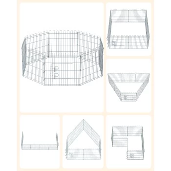 FEANDREA Welpenauslauf Faltbar Silber 4 FEANDREA Welpenauslauf Faltbar Silber – Bild 4
