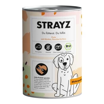 STRAYZ BIO 6x400g Pute Mit Kürbis, Fenchel & Reis 1 STRAYZ BIO 6x400g Pute Mit Kürbis, Fenchel & Reis