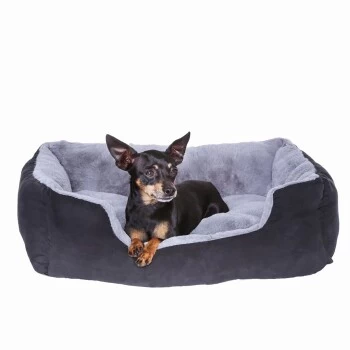 Lionto Hundekissen, Hundebett / Katzenbett Mit Wendekissen Grau/ Schwarz S 4 Lionto Hundekissen, Hundebett / Katzenbett Mit Wendekissen Grau/ Schwarz S – Bild 4