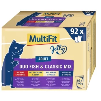 MultiFit Adult Jelly Duo Fish & Classic Mix Multipack XXL 92x100g 1 MultiFit Adult Jelly Duo Fish & Classic Mix Multipack XXL 92x100g